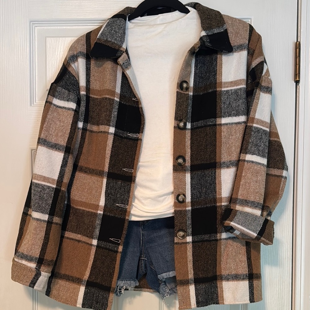 Plaid Button-Up Jacket